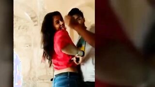 Indian desi college couple outdoor fun