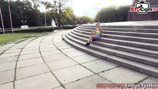 Outdoor Date on Berlin Street after Party with german blonde 19 yo skank