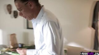 Young woman lets older man fuck her pussy