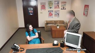 Principal fucks milf nurse on his desk