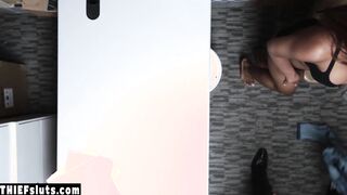 Guard anal fucking an ebony teen thief