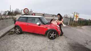 Petite Hot Chicks On Risky Sex In Public Street