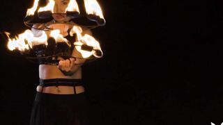 Teen Elilith Noir playing with fire