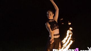 Teen Elilith Noir playing with fire