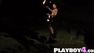 Teen Elilith Noir playing with fire