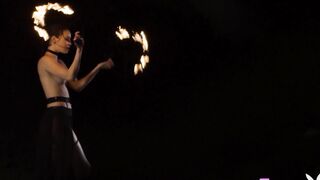 Teen Elilith Noir playing with fire