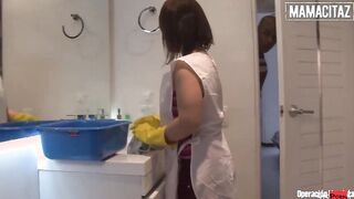 OPERACION LIMPIEZA - Thin Maid Kathy Violeta Gives Her All To Ride Landlord's Cock - MAMACITAZ