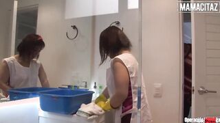 OPERACION LIMPIEZA - Thin Maid Kathy Violeta Gives Her All To Ride Landlord's Cock - MAMACITAZ