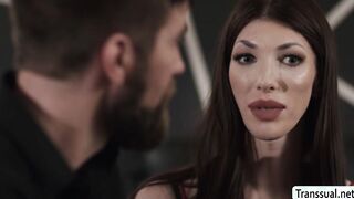 Gorgeous TS Ava Holt rimjob and barebacked by stepdaddy