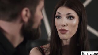 Gorgeous TS Ava Holt rimjob and barebacked by stepdaddy