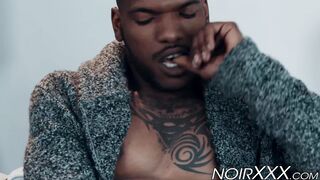 Handsome tall black gay Aaron Reese strokes his BBC