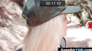19yo petite dyke licks BFF lesbian pussy outdoor in nature