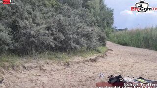 Big Titted Amatur sluts seduce outside for a MMF 3 way