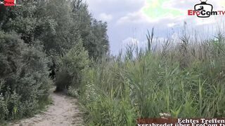 Big Titted Amatur sluts seduce outside for a MMF 3 way