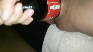 Stretching pussy with1l. bottle without give an orgazm