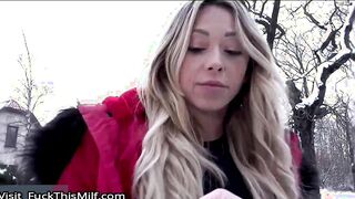 Public agent picks up sexy French babe Jennifer Amilton and fucks her for money
