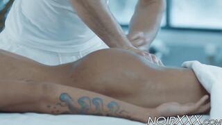 Black youngster rimmed and ass fucked by big cocked masseur