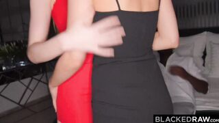 BLACKEDRAW 2 fiery redheads double team a huge long ebony cock