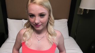 Watch this unbelievably cute teen get creampied
