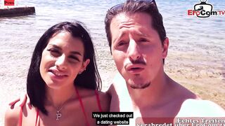 point of view three-way at the Beach with 2 stunning Hispanic Babes