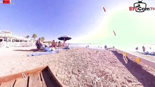 point of view three-way at the Beach with 2 stunning Hispanic Babes