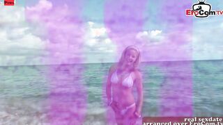 Slim school girl 19 year old pick up at the beach inside holiday