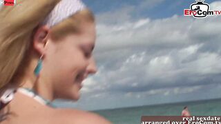 Slim school girl 19 year old pick up at the beach inside holiday