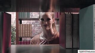 Trans Ariel Demure fucks girl in library