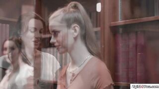 Trans Ariel Demure fucks girl in library