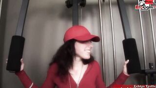 Slender 18yo dark hair teens Year Mature with small hooters fucks inside Gym