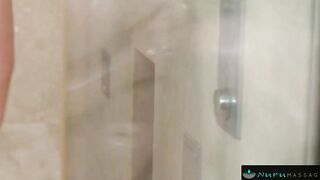 NuruMassage Slutty Masseuse Convinces him to Cheat to Taste his GIGANTIC Cock