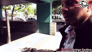 German chubby blonde MILF outside pick up pov into forest and banged