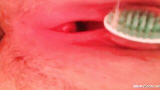 massaging my leaky pussy with a toothbrush
