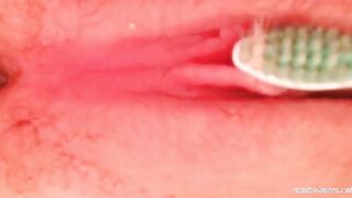 massaging my leaky pussy with a toothbrush
