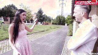 BITCHESABROAD - Slender Dark Haired Ashley Ocean Seduces Stranger For A Place To Stay - LETSDOEIT