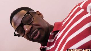 Dominatrix makes little man a cum lapping BITCH