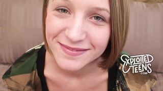 This blonde barely legal has some serious deep throating skillz