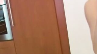 Cute busty brunette moans while teasing her tight pussy