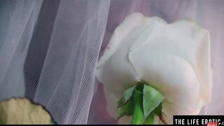 Black Bride Wears her Veil while she Fucks herself with a Bottle