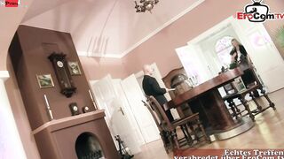 Petite blonde Beauty fucking inside african pantyhose and her clothes
