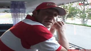 Slender blonde cheerleader teenie pick up for sex into a