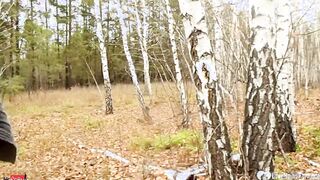 Stepmom takes a hard dick inside the woods