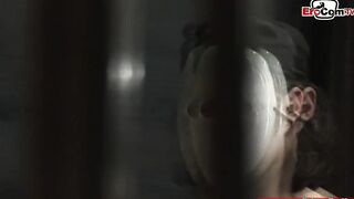 Skinny blonde bimbos inside nylon tights plowed in her ass