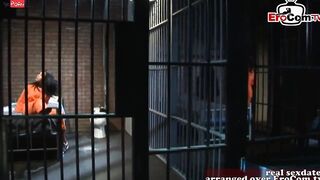 hardcore anal in prison with dark haired babe three way