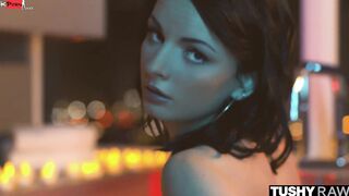 TUSHYRAW Slender Dark Haired craves dick into the booty day & night