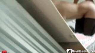 Smoking blonde into stockings getting shafted hard