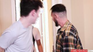 Daddy fucks his own queer son and his gay boyfriend!