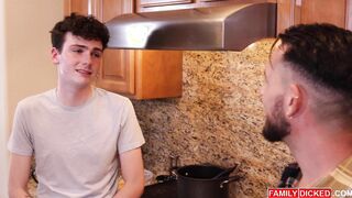 Daddy fucks his own queer son and his gay boyfriend!