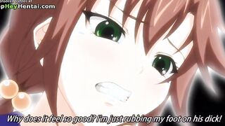 Hentai big tits teen in stockings plays with her friend