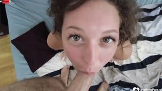 Dark Hair amateur hot blows dick deep and nice